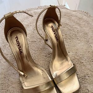 Gold Strappy Women's Heels